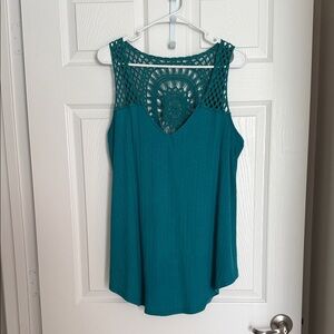Torrid Teal Crochet Back Tank Top